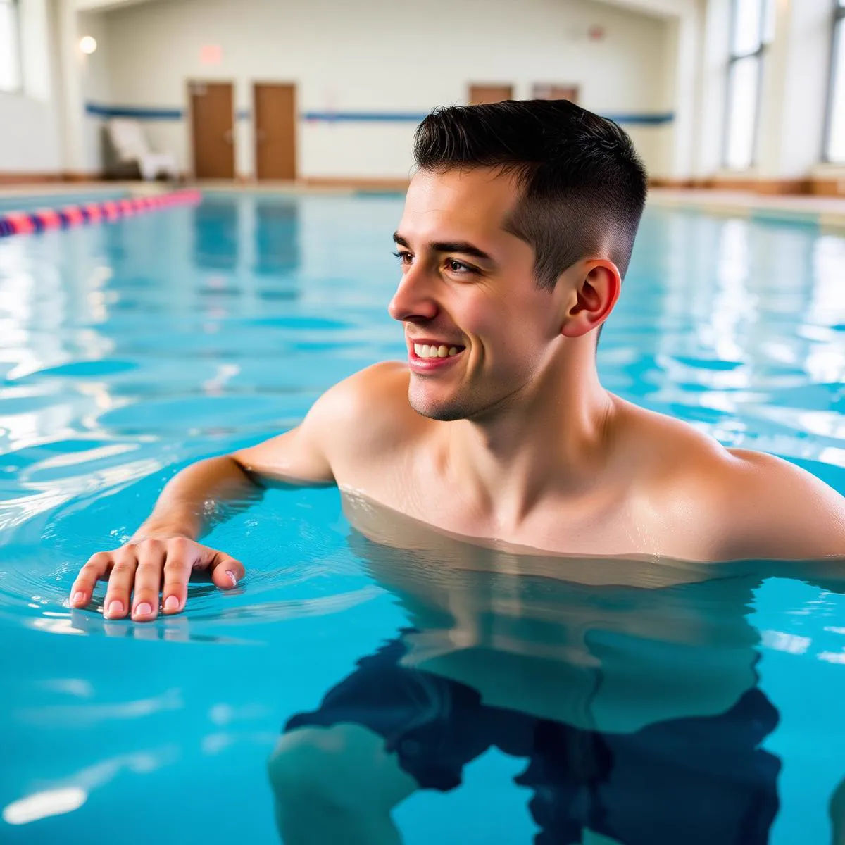 A beginner adult swimmer gaining confidence