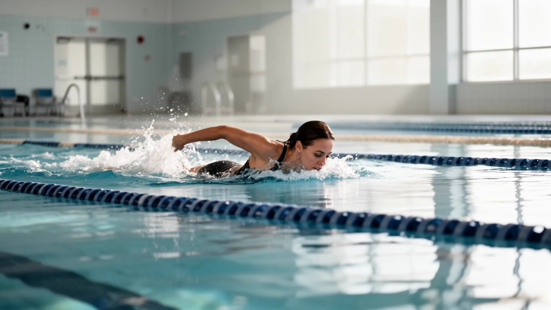 Swimmer refining freestyle technique
