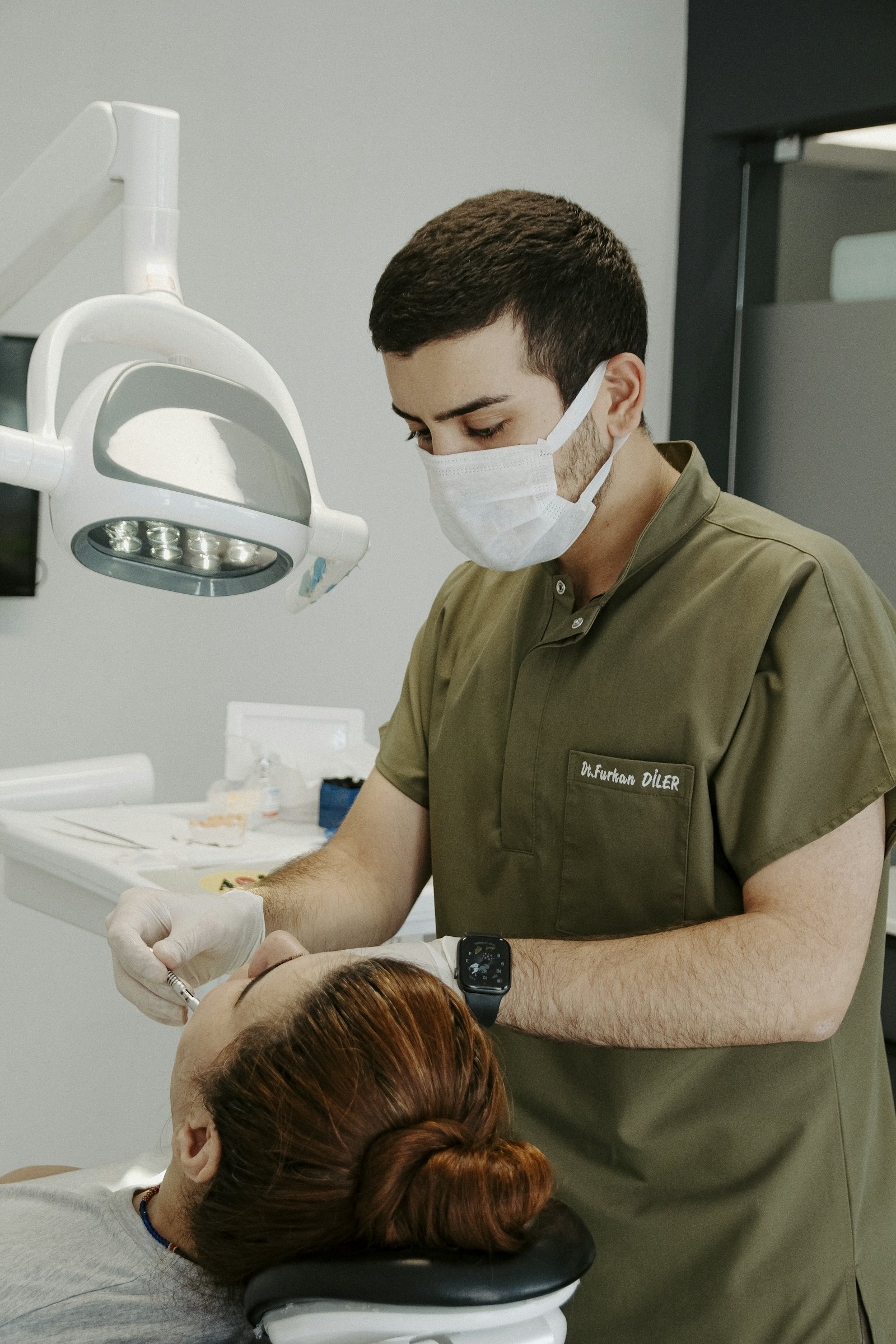 Dentist examining a patient